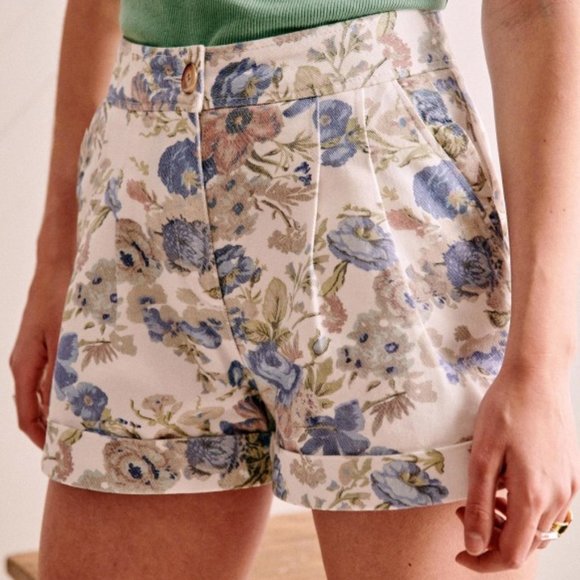 Sezane Pants - Sezane Daniella Short - Blue floral print